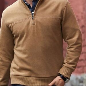 Arrow 1851 Mens Caramel Brown Saranac Long Sleeve 1/4 Zip Sueded Fleece Pullover